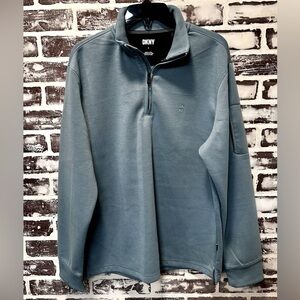 DKNY Mens Quarter-Zip Smoke Blue Long Sleeve Pullover Size L